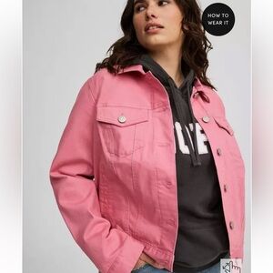 Torrid Vintage Stretch Denim Trucker Jacket Wild Rose Pink 4X - NWT